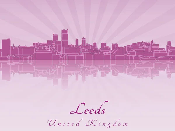 Panoramę Leeds w purpurowa orchidea promieniowania — Wektor stockowy