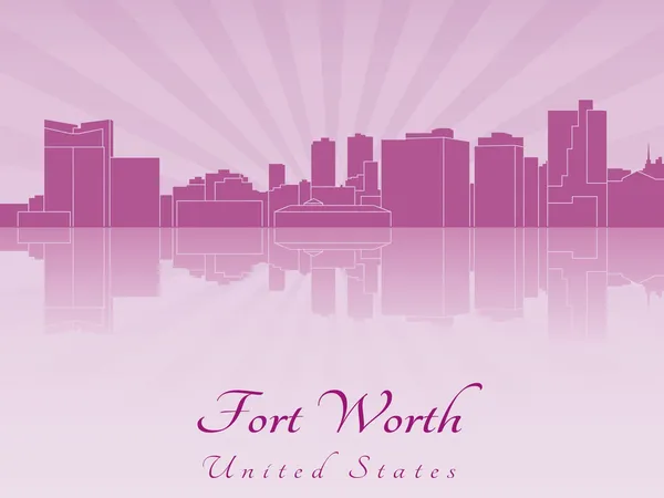 Fort Worth skyline en orchidée rayonnante pourpre — Image vectorielle