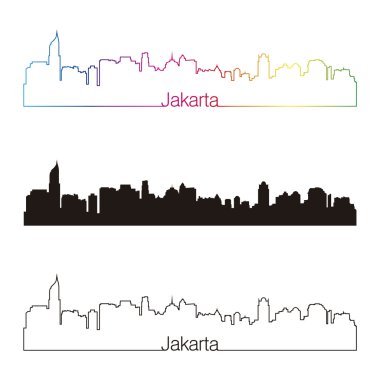 Jakarta skyline doğrusal stiliyle gökkuşağı