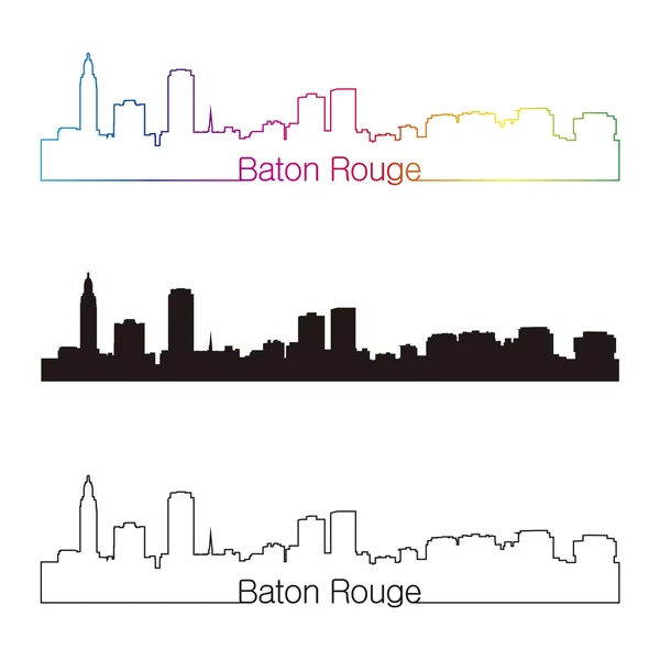 Bâton Rouge skyline style linéaire avec arc-en-ciel — Image vectorielle