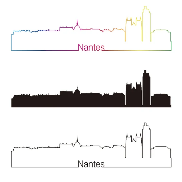 Nantes Panorama lineární styl s duhou — Stockový vektor