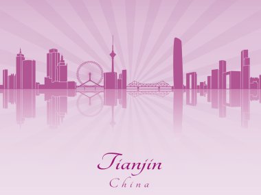 Tianjin manzarası içinde mor parlak orkide