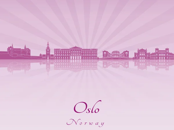 Oslo skyline en orchidée rayonnante violette — Image vectorielle