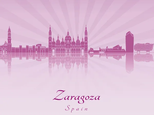 Skyline Zaragoza en orquídea púrpura radiante — Vector de stock