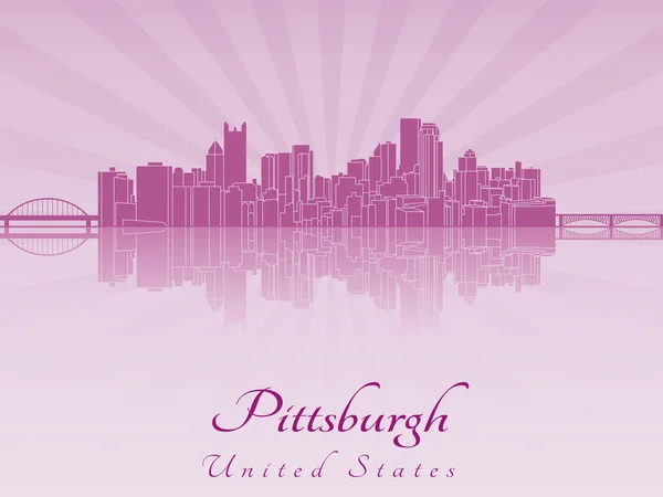 Skyline Pittsburgh in orchidea radiante viola — Vettoriale Stock