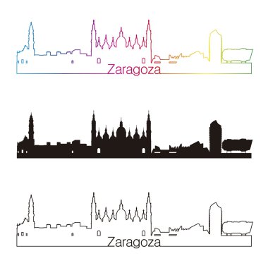 Zaragoza skyline doğrusal stiliyle gökkuşağı