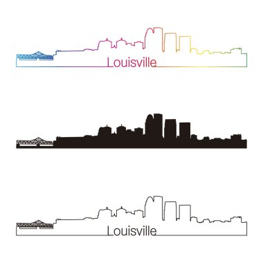 Louisville skyline linear style with rainbow clipart