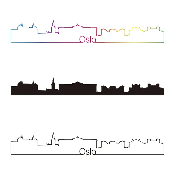 Oslo skyline estilo lineal con arco iris — Archivo Imágenes Vectoriales