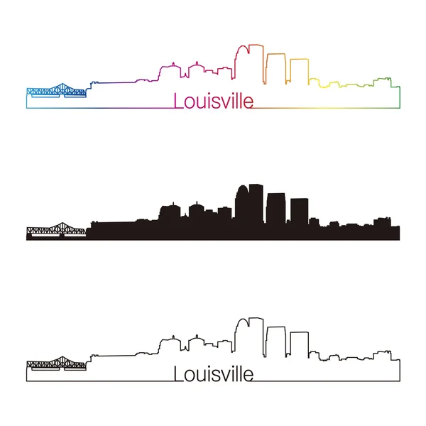 Louisville skyline doğrusal stiliyle gökkuşağı — Stok Vektör