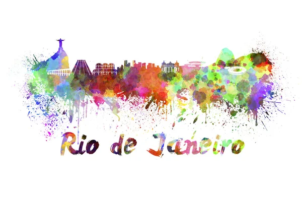 Rio de Janeiro skyline in watercolor — Stock Photo, Image