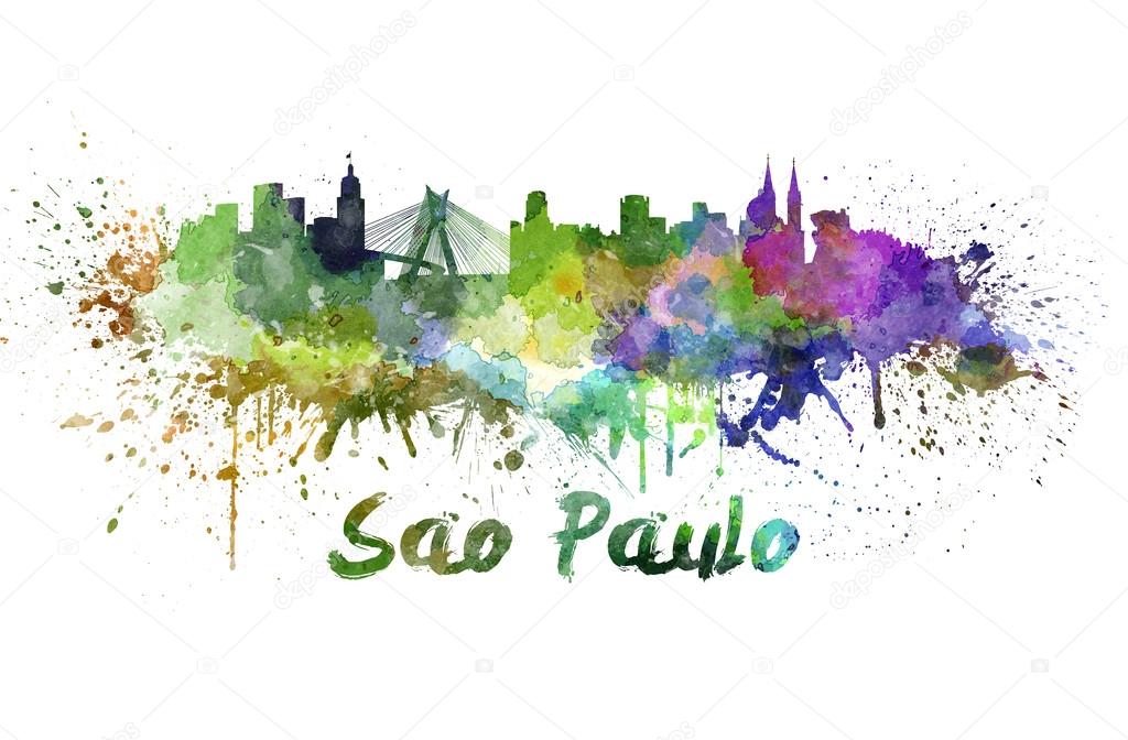 Sao Paulo skyline in watercolor