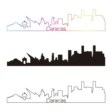 Caracas skyline doğrusal stiliyle gökkuşağı