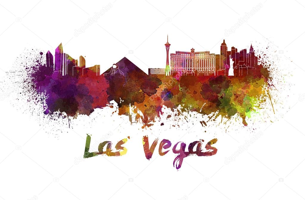 Las Vegas skyline in watercolor