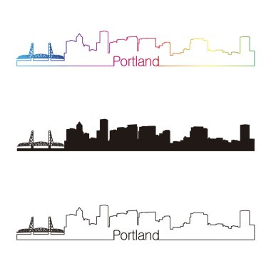 Portland skyline doğrusal stiliyle gökkuşağı