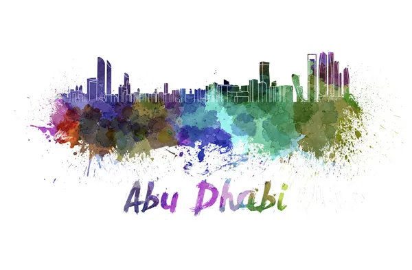 Abu dhabi látképére akvarell — Stock Fotó