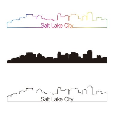 salt lake city skyline doğrusal stiliyle gökkuşağı