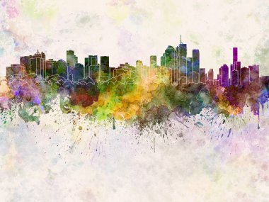 Brisbane skyline suluboya arka planda