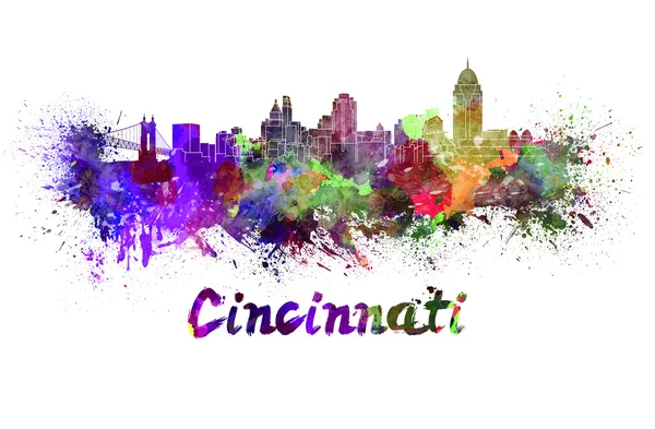 Cincinnati panoramę w akwarela — Zdjęcie stockowe