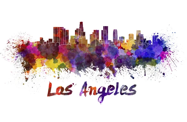 Los Angeles skyline em aquarela — Fotografia de Stock