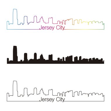 Jersey city skyline doğrusal stiliyle gökkuşağı