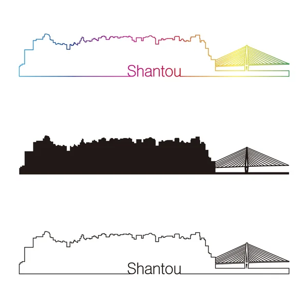 Shantou skyline estilo linear com arco-íris —  Vetores de Stock