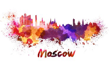 Moscow skyline in watercolor clipart