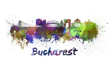 Bükreş manzarası içinde suluboya