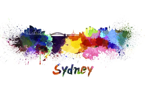 Horizonte de Sydney em aquarela — Fotografia de Stock