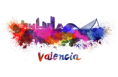 Valencia manzarası içinde suluboya