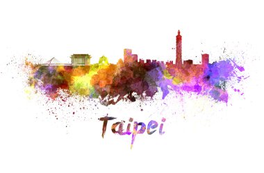 Taipei skyline in watercolor clipart