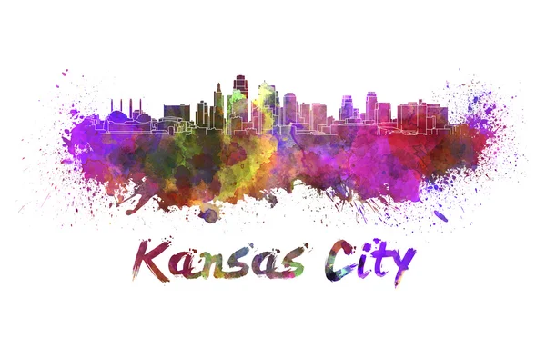 Skyline van de stad van Kansas in aquarel — Stockfoto