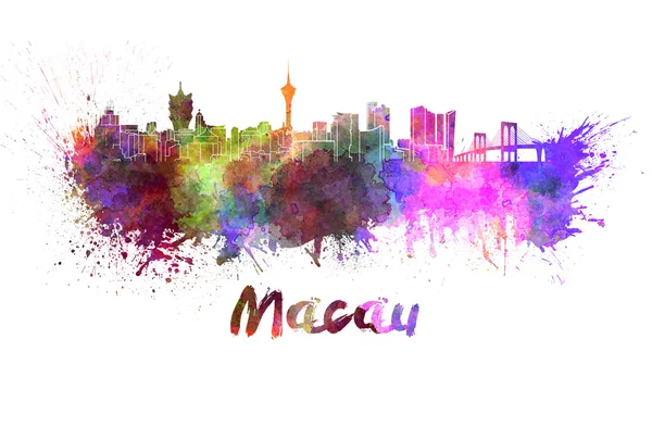 Skyline von Macau in Aquarell — Stockfoto