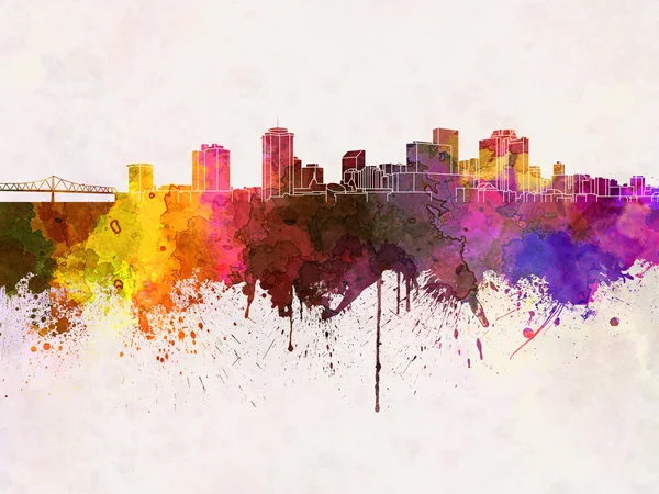 New Orleans skyline in watercolor background — Stock Photo, Image