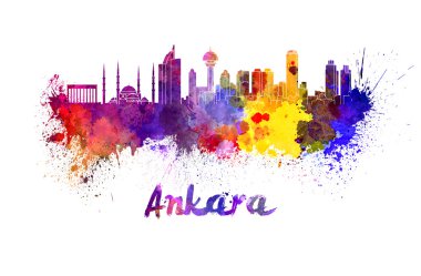 Ankara manzarası içinde suluboya