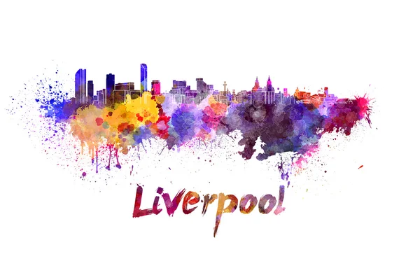 Liverpool skyline in watercolor — Stock Photo, Image