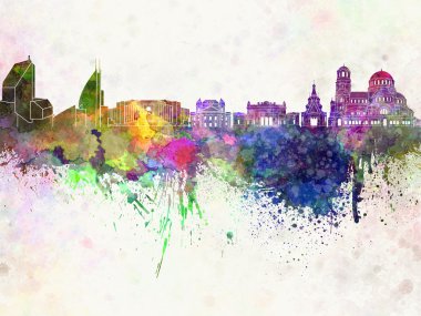 Sofya skyline suluboya arka planda