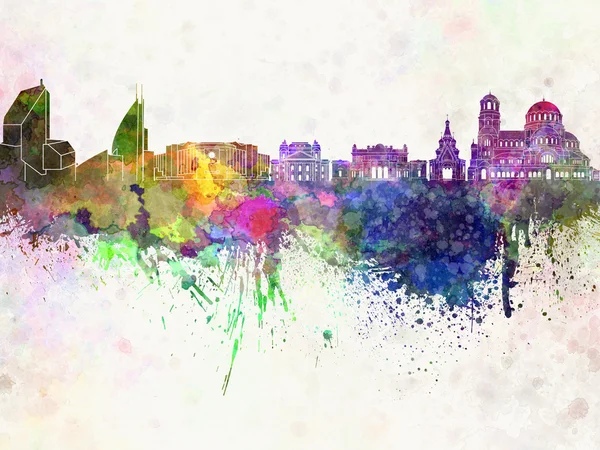 Sofia Skyline in Aquarell Hintergrund — Stockfoto