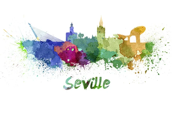 Seville skyline in watercolor — Stock Photo, Image