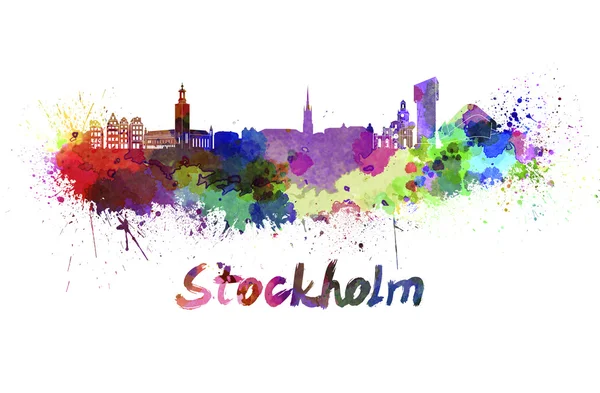 Stockholm skyline i akvarell — Stockfoto