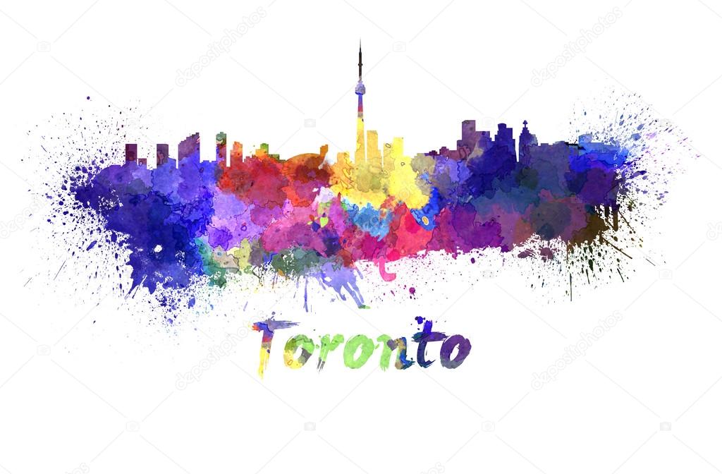 Toronto skyline in watercolor