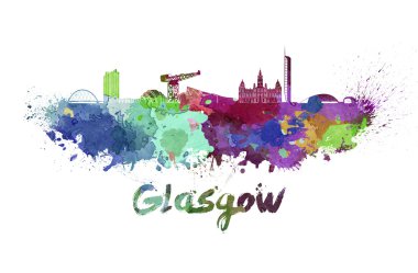 Glasgow manzarası içinde suluboya