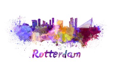 Rotterdam manzarası içinde suluboya