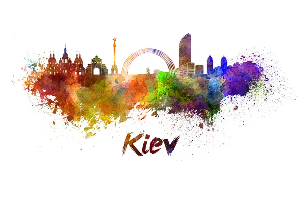 Kiev skyline i akvarellfarge – stockfoto