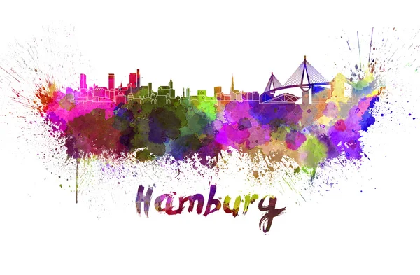 Skyline di Amburgo in acquerello — Foto Stock