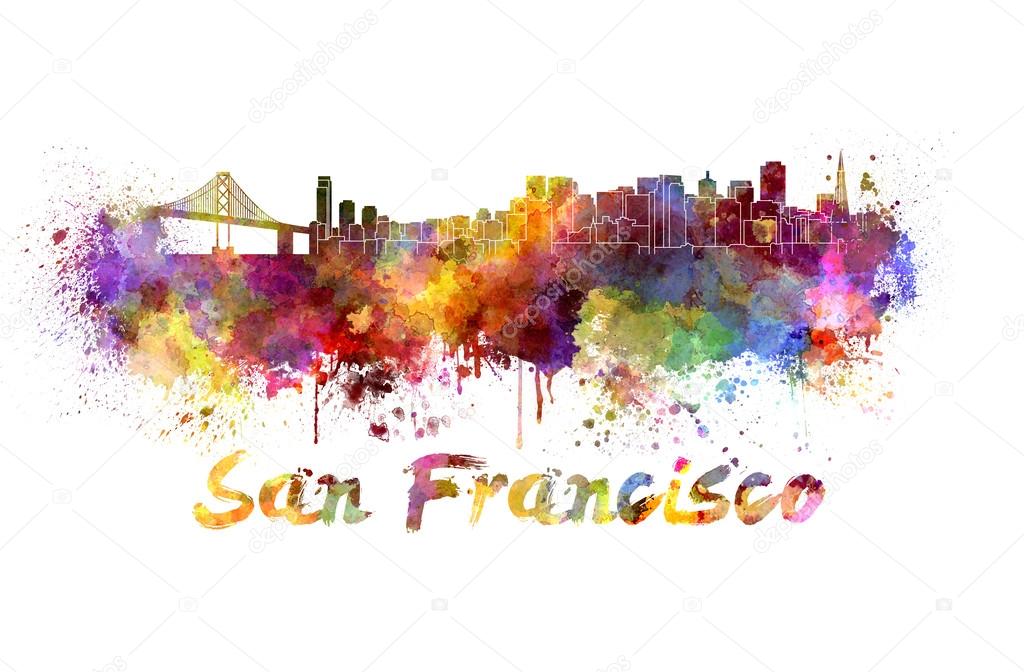 San Francisco skyline in watercolor