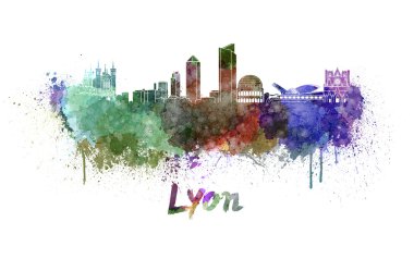 Lyon manzarası içinde suluboya