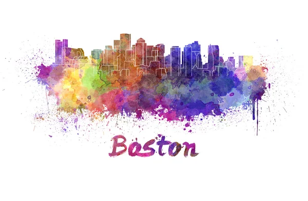 Boston silhuett i akvarell — Stockfoto