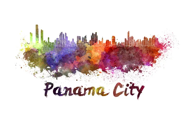 Panama City skyline in watercolor — Stock Photo, Image