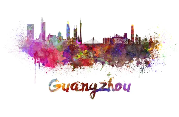 Guangzhou panoramę w akwarela — Zdjęcie stockowe