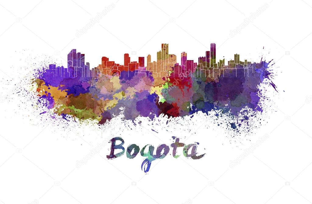 Bogota skyline in watercolor
